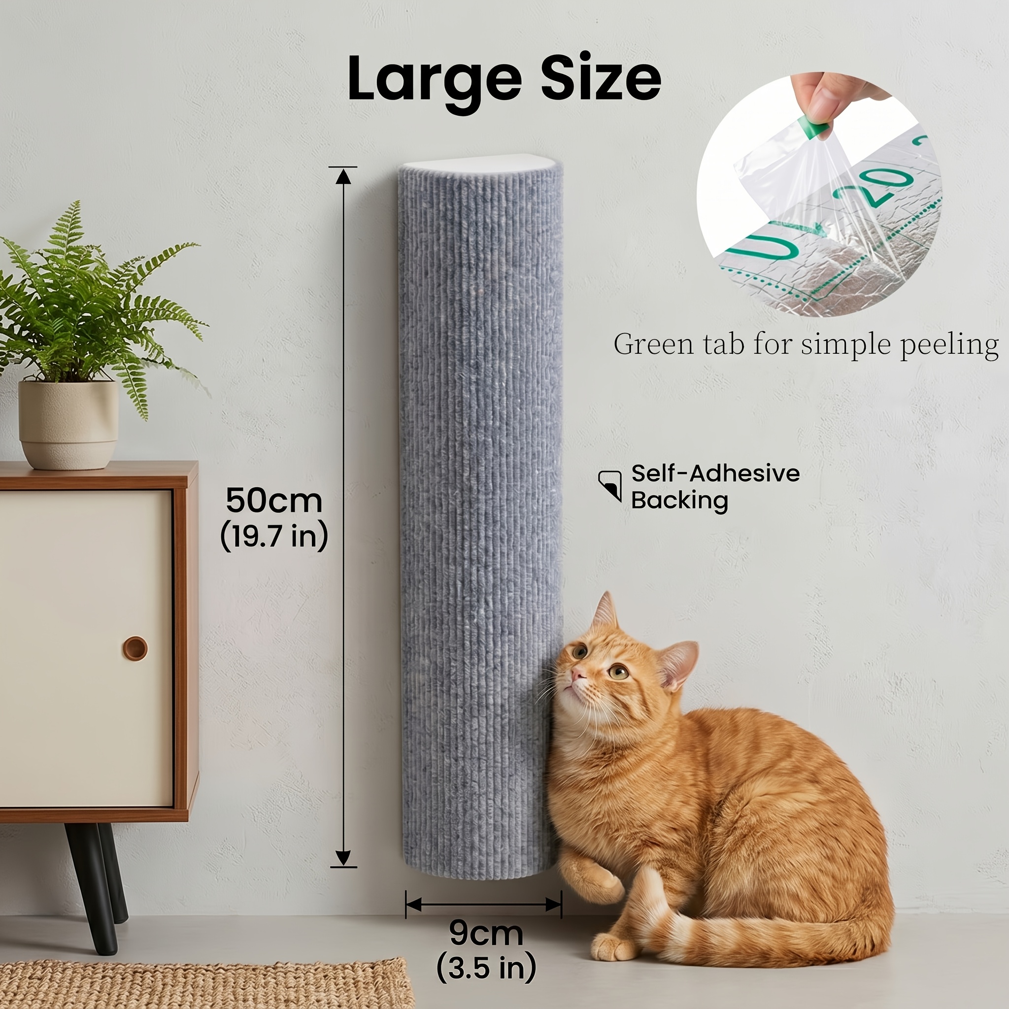 TEMU No-drill Self-adhesive Wall Scratching Post And Mat, Thickened Wear-resistant Material Trimmable, Suitable For Sofas, Door Frames, Corners,