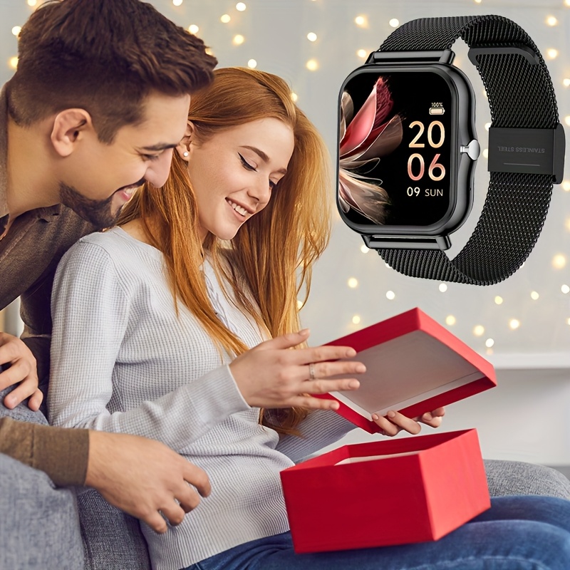 Smartwatch with Stainless Steel Mesh Band, Multiple Sports Modes, Compatible with iPhone and Android Systems, Best Gift Choice