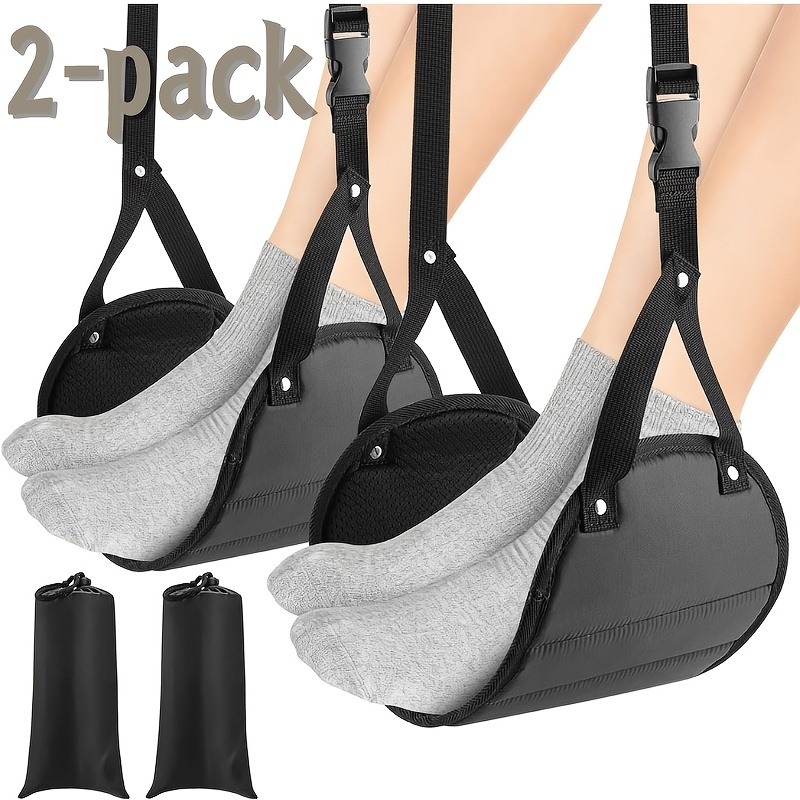 TEMU 2pcs Travel Airplane Footrest, Portable Lightweight Flight Hammock Style Footrest, Adjustable Airplane Seat Footrest, , Suitable For Office