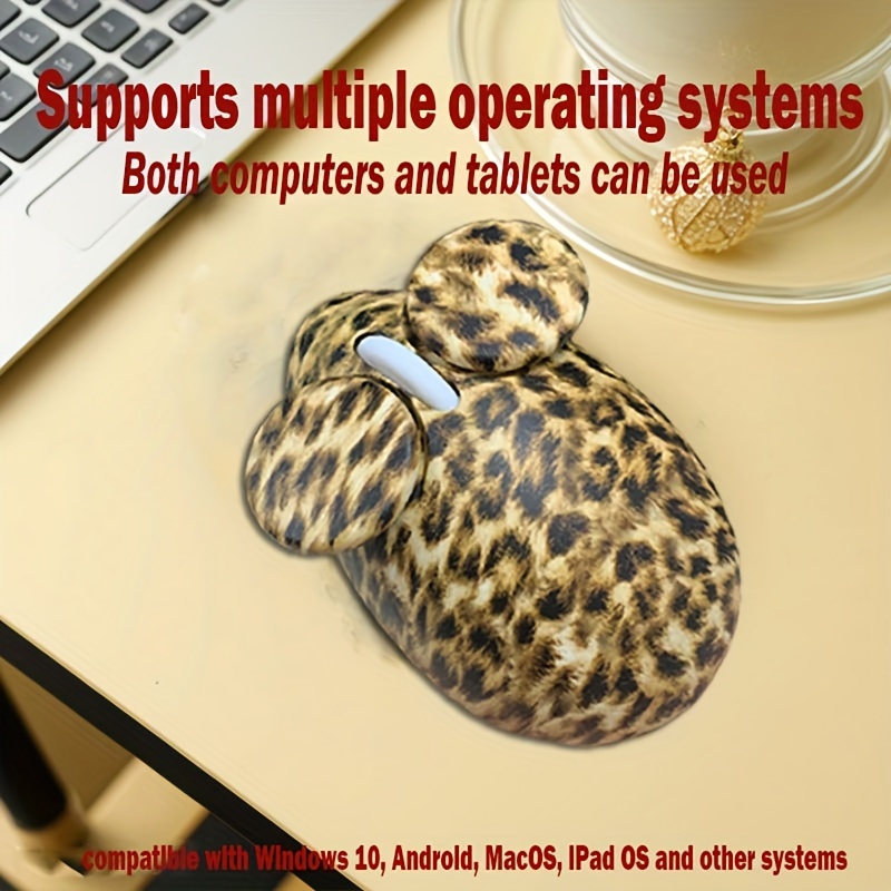 

2.4g Wireless Mouse, Dual Channel Wireless Mouse, New Leopard Print Mouse, Cute Big Ear Mouse Shape, Suitable For Pc, Tablet, Laptop, Windows System (leopard Print)