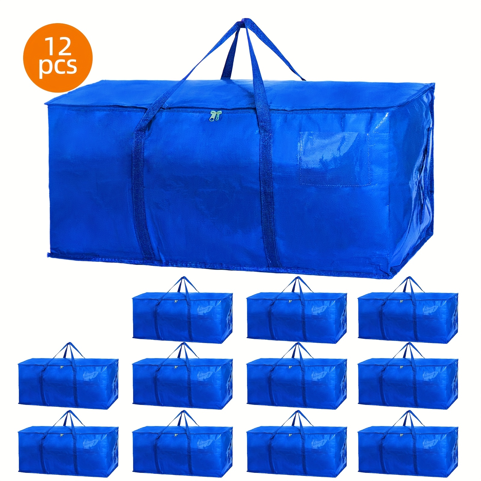TEMU 12pcs Extra Large Moving Bags, With Zippers & Carrying Handles, Heavy-duty Storage Tote Moving Boxes For Space Saving, 84l, Back To School.