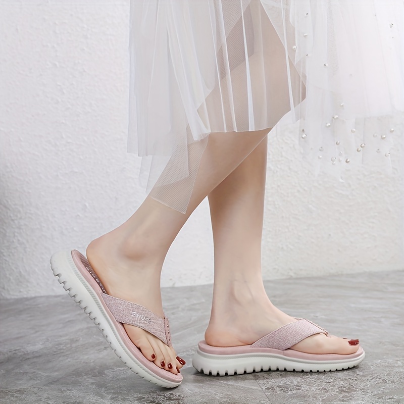 womens summer slide sandals casual open toe flip flops with arch support comfortable low heel fabric upper eva insole   in pink red blue black grey beige more sizes 35 42 strappy sandals Product details 10