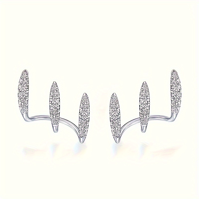 Elegant Geometric Stud Earrings For Women - Chic & With Sparkling Cubic Zirconia, Perfect For Casual Attire Or Gifting