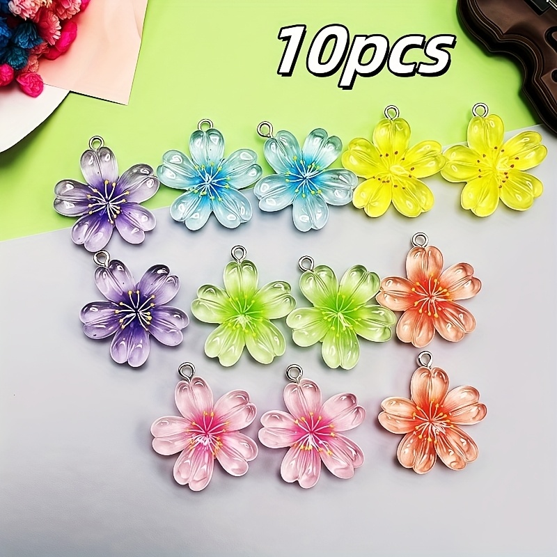 TEMU 10/22 Pendenti Fiori Colorati in Resina - Pendenti Fai da Te per l'Estate, Ideali per Creazione di Gioielli, Collane, Orecchini e Accessori per