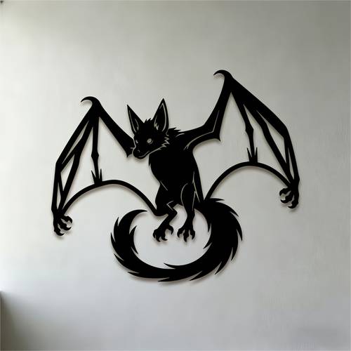 item picture 2d flat 1pc 2d flat silhouette hollow cutout iron metal wall art mythical fox bat creature design suitable for living room bedroom study office bar decor christmas halloween gift mountable wall hanging for home decoration