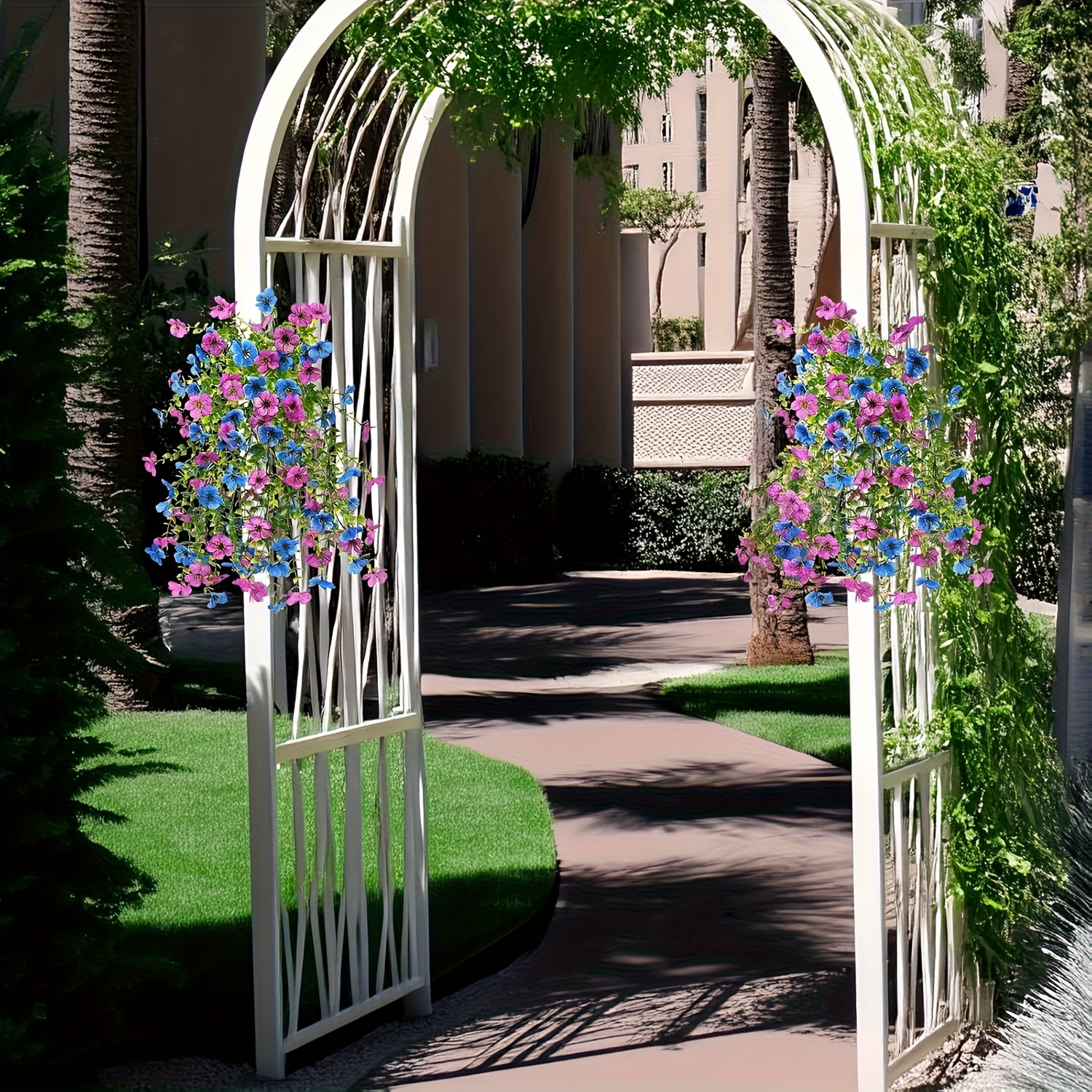 2pcs artificial hanging daisy plants uv resistant spring decoration suitable for indoor outdoor home porch or     in white potted plants durable plastic flowers