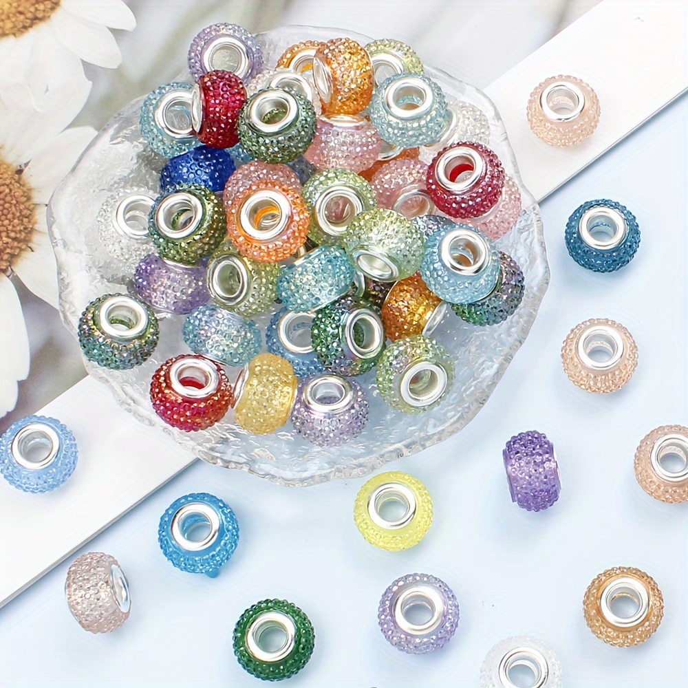 

30/50pcs Vibrant Resin Spacer Beads, 9x14mm - Ideal For , Bracelets, Necklaces & Keychain Crafting, Round Beads With For , Beads For Jewelry Making