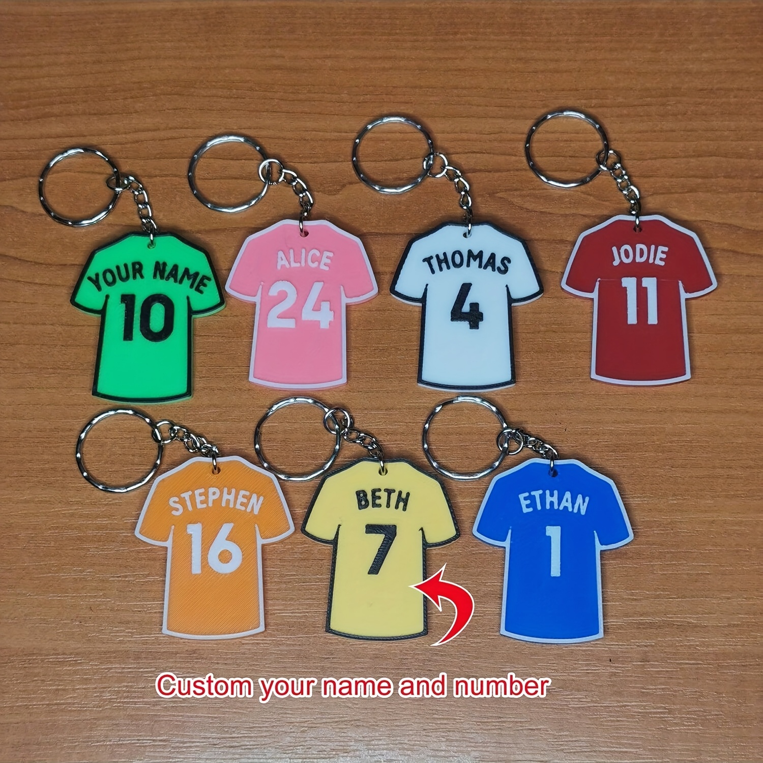 TEMU 2d Flat, 1pc Personalized Jersey 2d Flat Keychain Personalised Football,soccer Shirt Name And Number Keyring,keychain - Choose Name, Number And