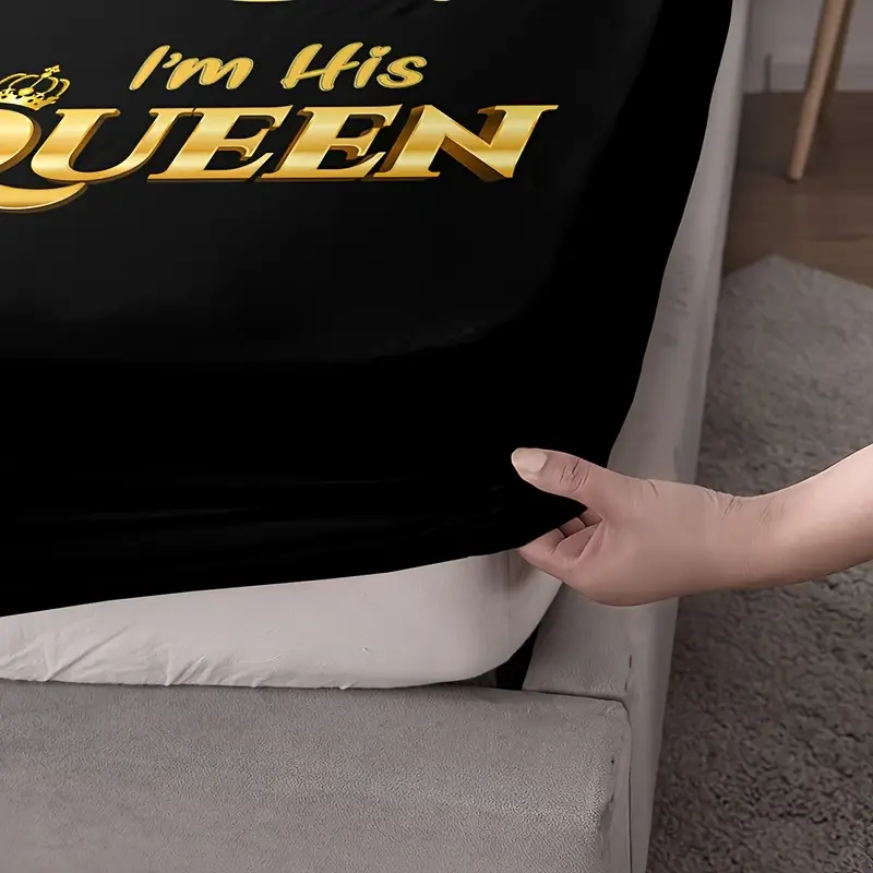 3pcs king queen themed bedding set 100 polyester microfiber breathable machine washable fitted sheet and 2 pillowcases high definition bedroom decor Product details 8