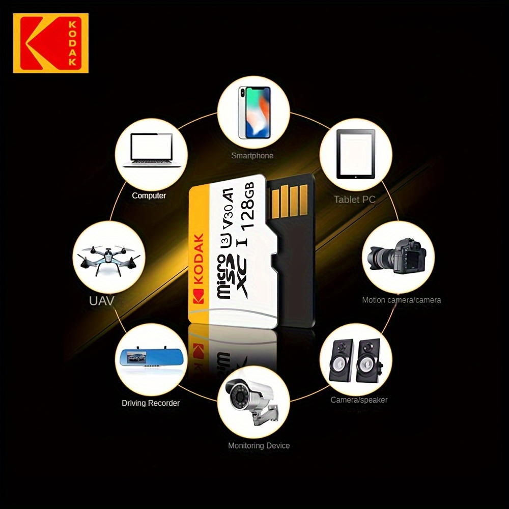 

Kodak High-speed Card - Class 10 V30, Waterproof, Durable Storage - 32gb/64gb/128gb/256gb - Perfect For Smartphones & Multimedia