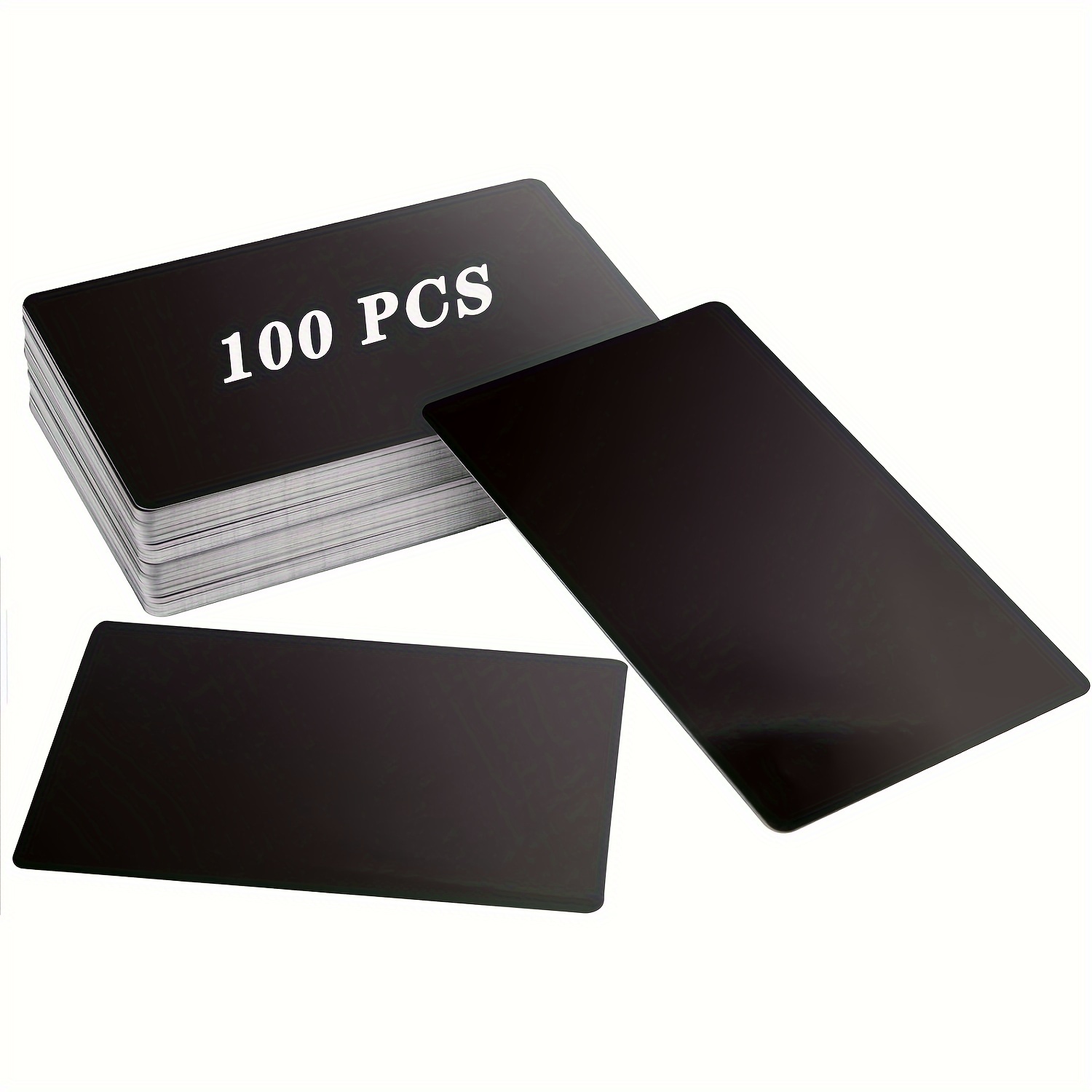 TEMU 50pcs/100pcs 3.4 X 2.1 Inch 0.21mm Metal Business Card, Black Blanks Finished Aluminum Blank Name Cards Metallic Diy Gift Cards Vip Cards Applicable For Customer Laser Engravin