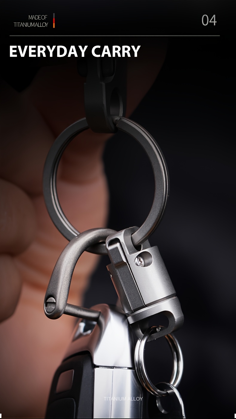 1-Pack Titanium Alloy Magnetic Keychain Buckle – Quick Release Rotatable Clip for Keys, Belt Loop, EDC Tool, Fishing Gear, Lightweight & Durable Gray Metal Design