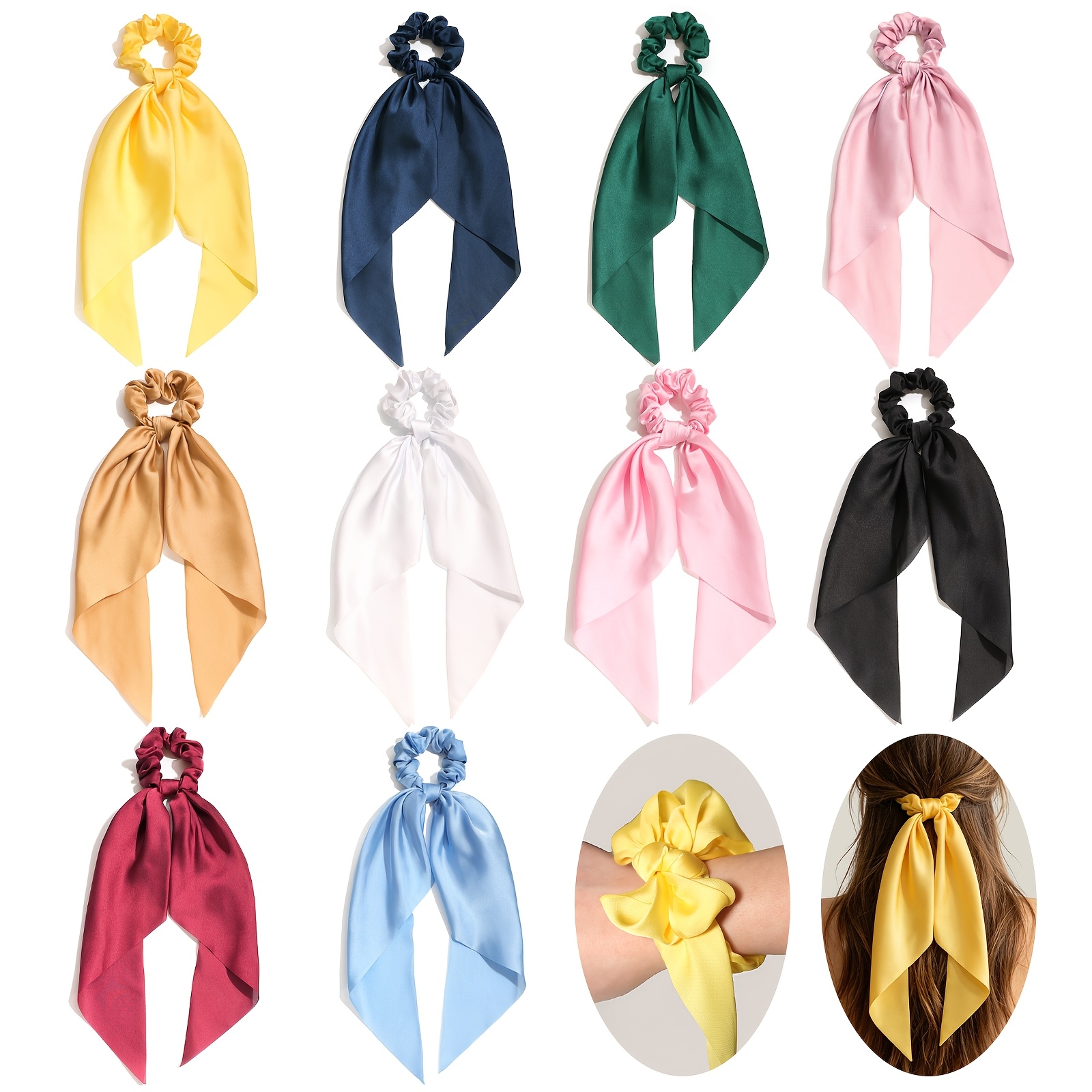 2pcs Solid Color Fabric Hair Rings for Everyday Use