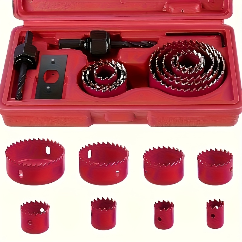 TEMU 11pcs Set, Kit, 8 Saw Blades 3/4" - 2-1/2" (19mm-64mm) , , Allen Wrench, Great For Drilling , Pvc Boards, Plastic Boards