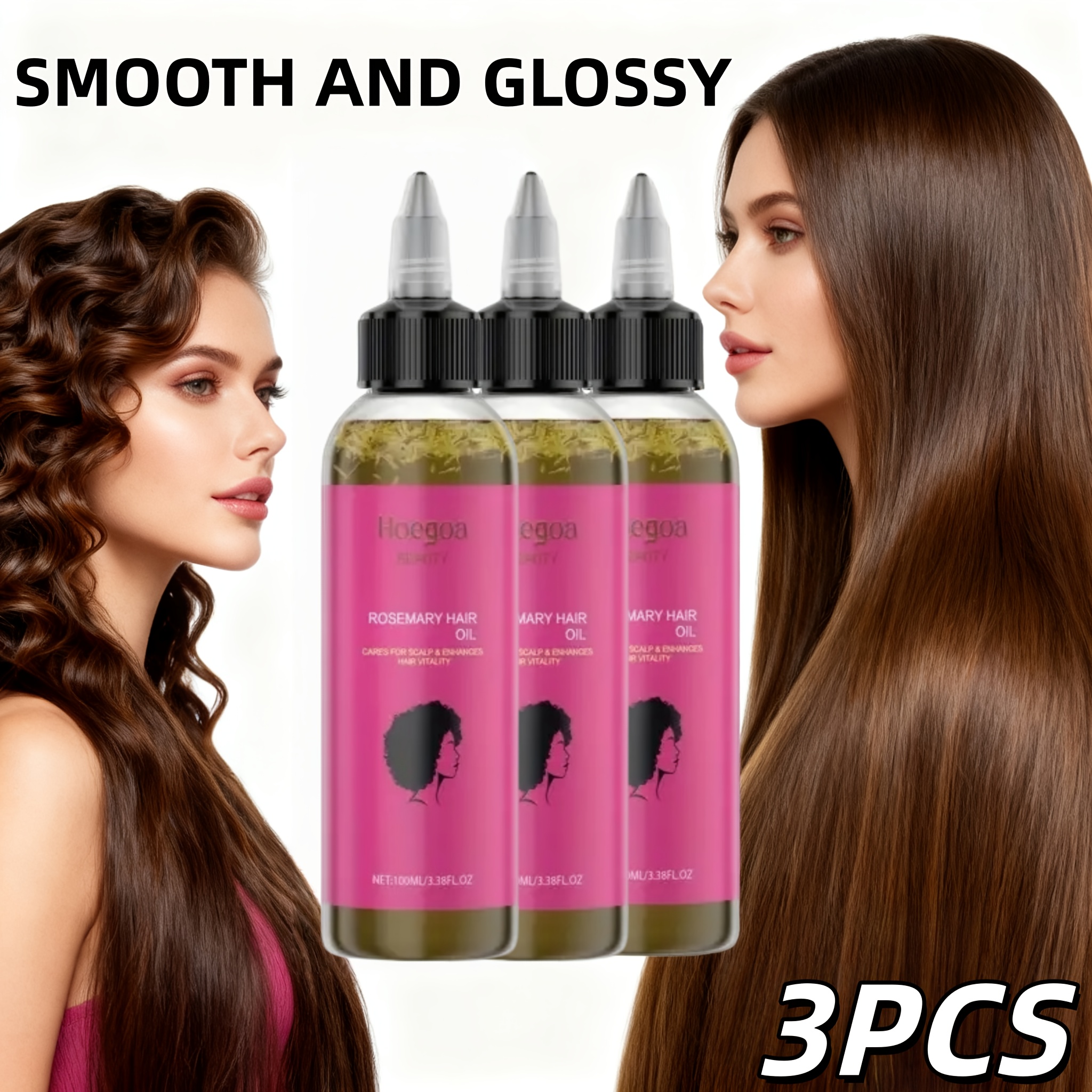 TEMU 3pcs, Rosemary Hair Care Essential Oil, Containing Rosemary Leaf Oil, Batana Oil, Palm Tree Oil, Moisturizing Hair, Strengthen Hair, Revitalizes
