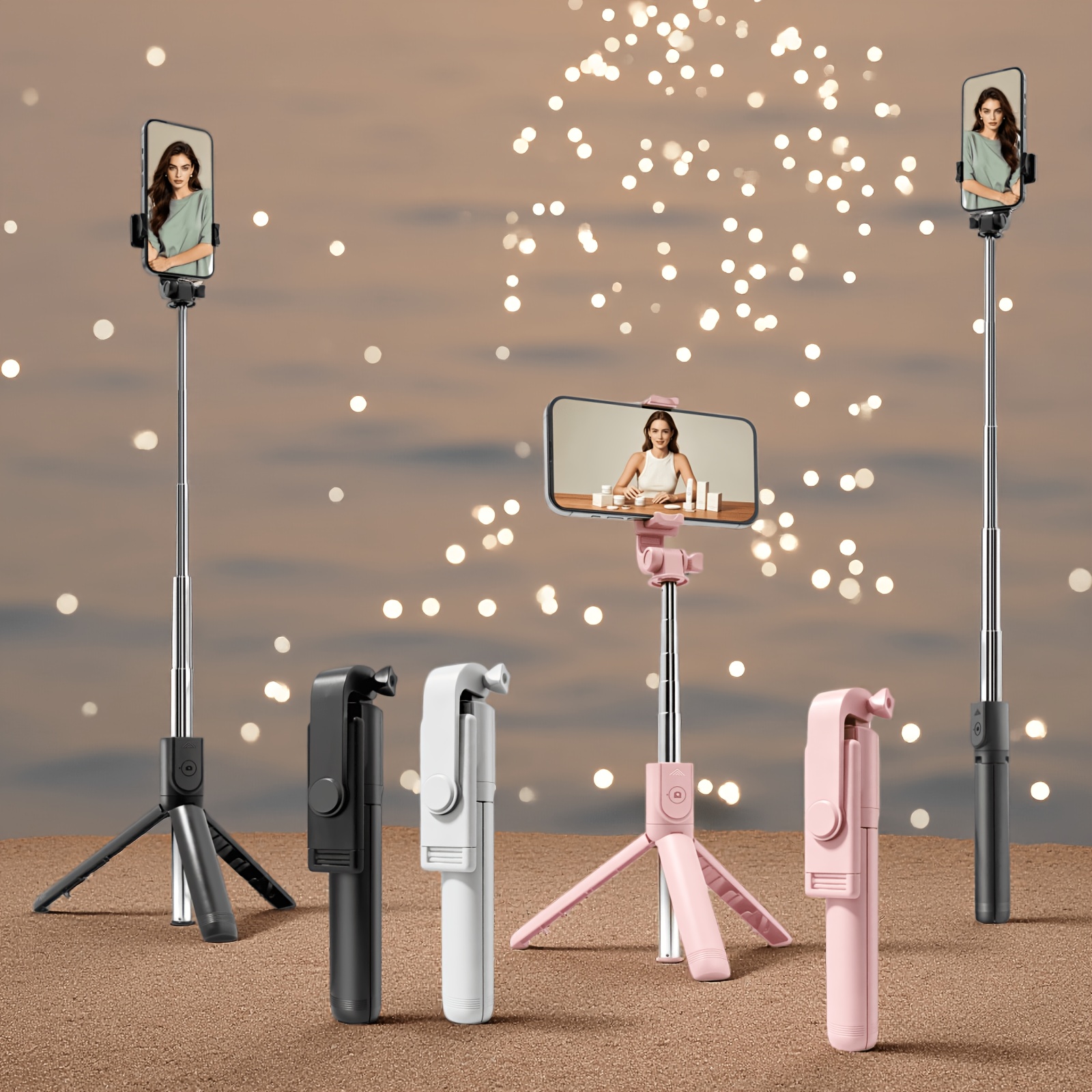 item picture 27 5 inch lightweight sturdy expandable durable phone tripod telescopic selfie stick and phone tripod with phone holder and wireless shutter button for video recording photography live camera tripod women photography live streaming recording