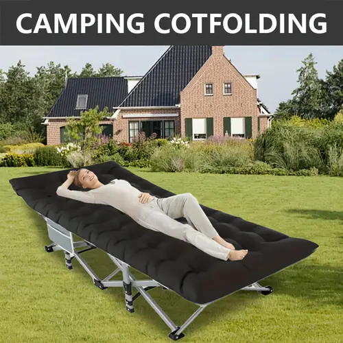 portable camping bed adult sleeping bed 28 extra wide heavy duty folding to 600 lbs with thick padding outdoor camping nap outdoor only