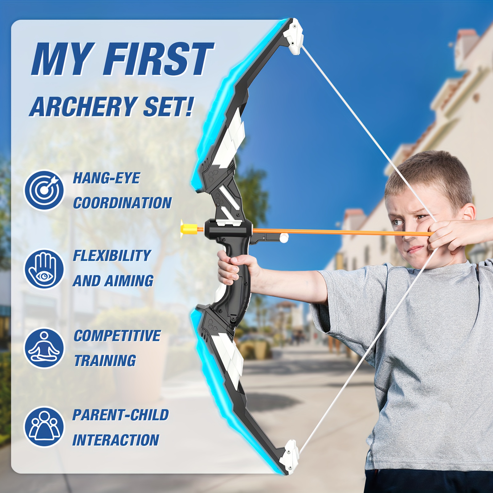 2 pack bow and arrow led luminous archery set indoor outdoor sports gift multiple for boys girls ages 3 12 christmas halloween thanksgiving gifts Product details 2
