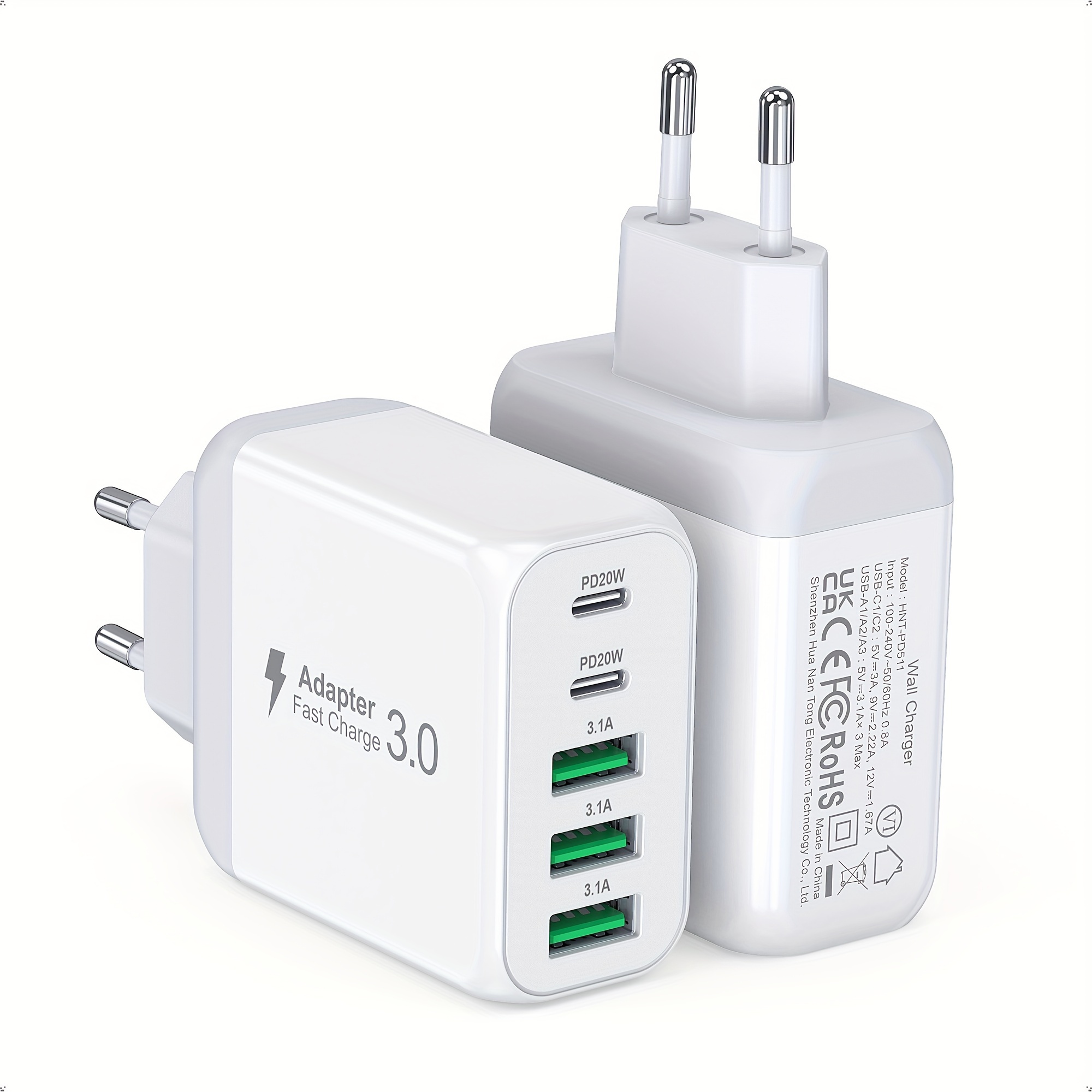 

Usb C Wall Charger , 2pack 50w 5-port C Charger Fast Charging Pd Power Adapter +qc 3.0 Type Brick Cube Usb A Wall Plug For Iphone 15/14/13/12/11 Pro Max, Ipad, Samsung