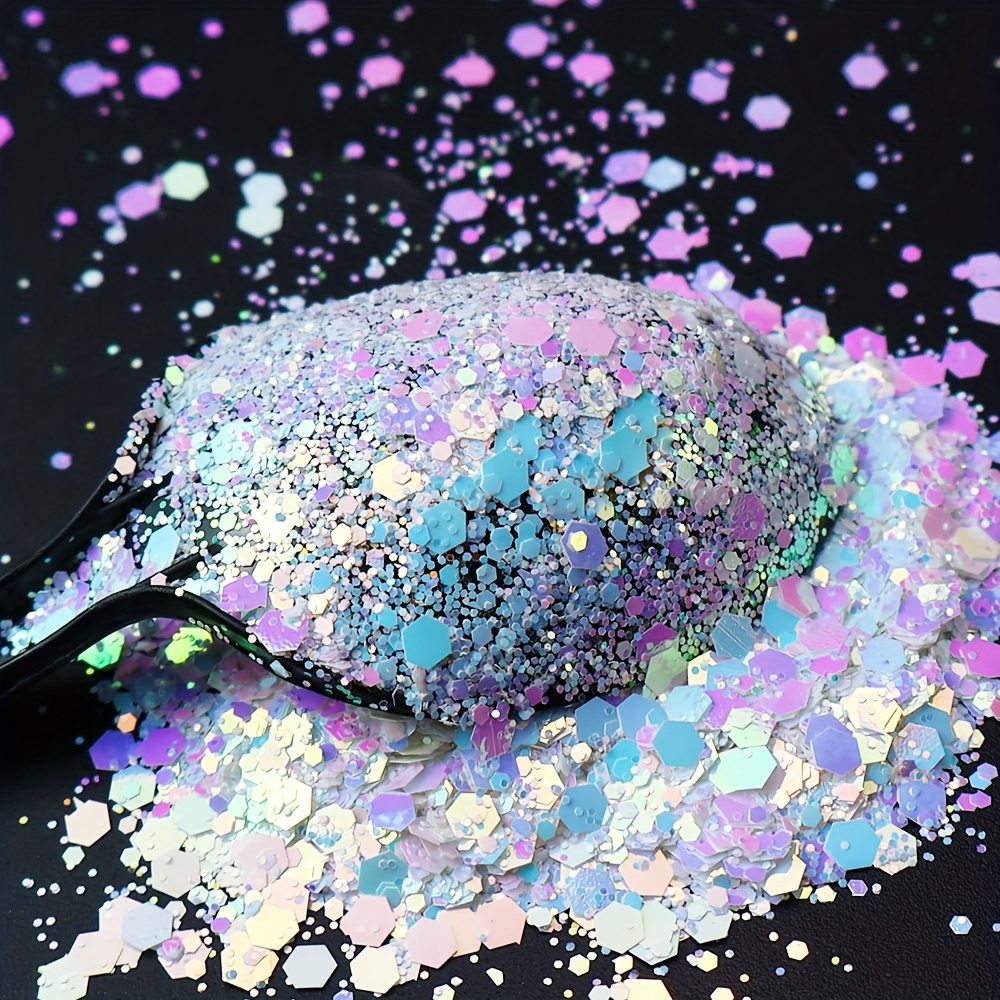 

1oz 28G Iridescent Opal Chunky Plastic Glitter, Perle , Parfait pour et Crafts en Résine Époxy, Tumbler & Décoration de Noël