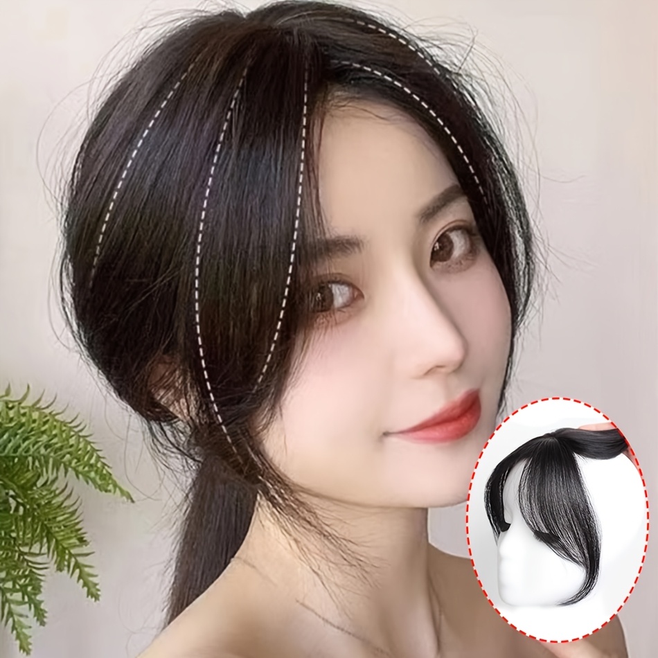 

Elegant Unisex-adult 3d Bangs Hairpiece, Invisible Volumizing Topper, Middle Part Synthetic Fiber Hair Strips