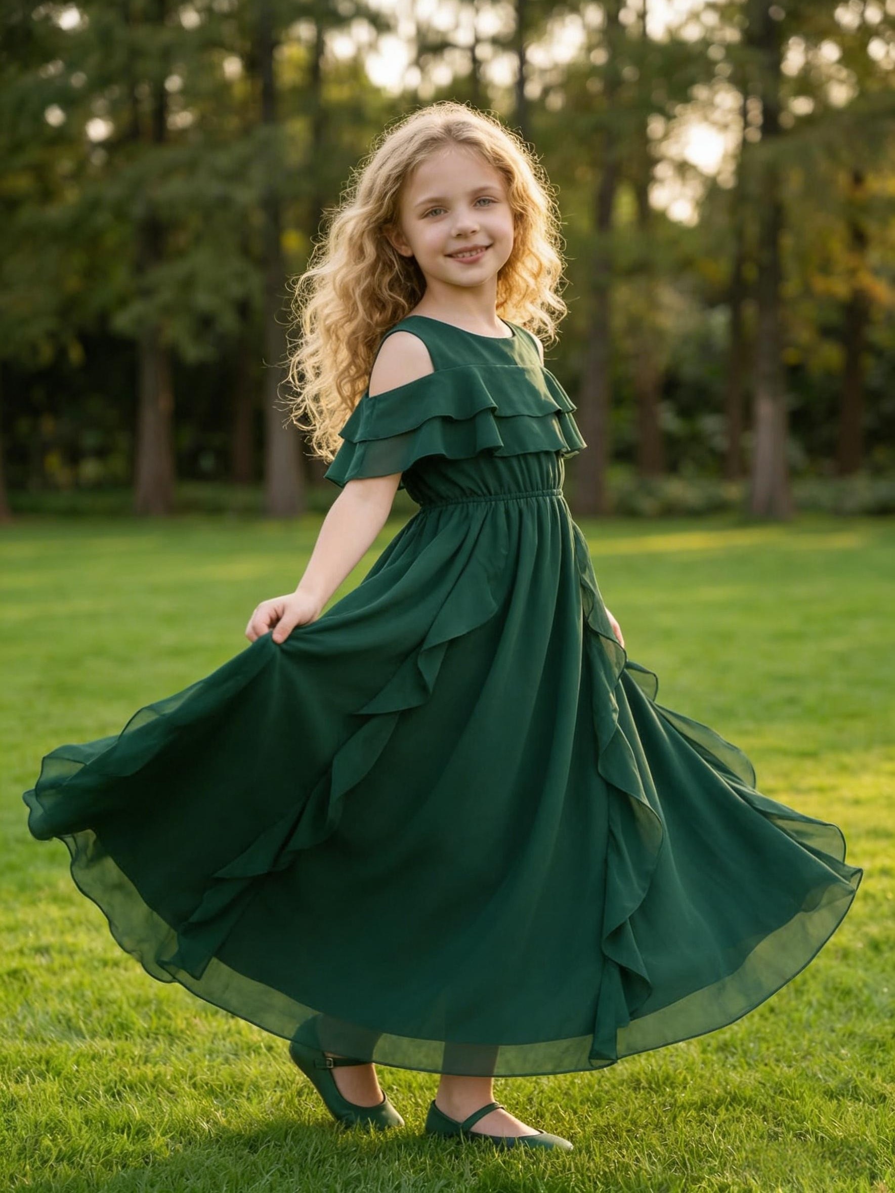 green dress toddler girl - United Arab