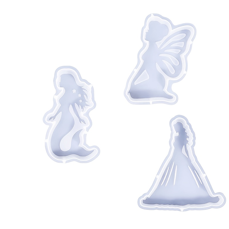 TEMU 3pcs 3d Fairy Silicone Molds Suitable For Diy Crafts, Non- Resin Molds With Mermaid Tail, & For Soap, Candles, Plaster, Resin Crafts For Making,