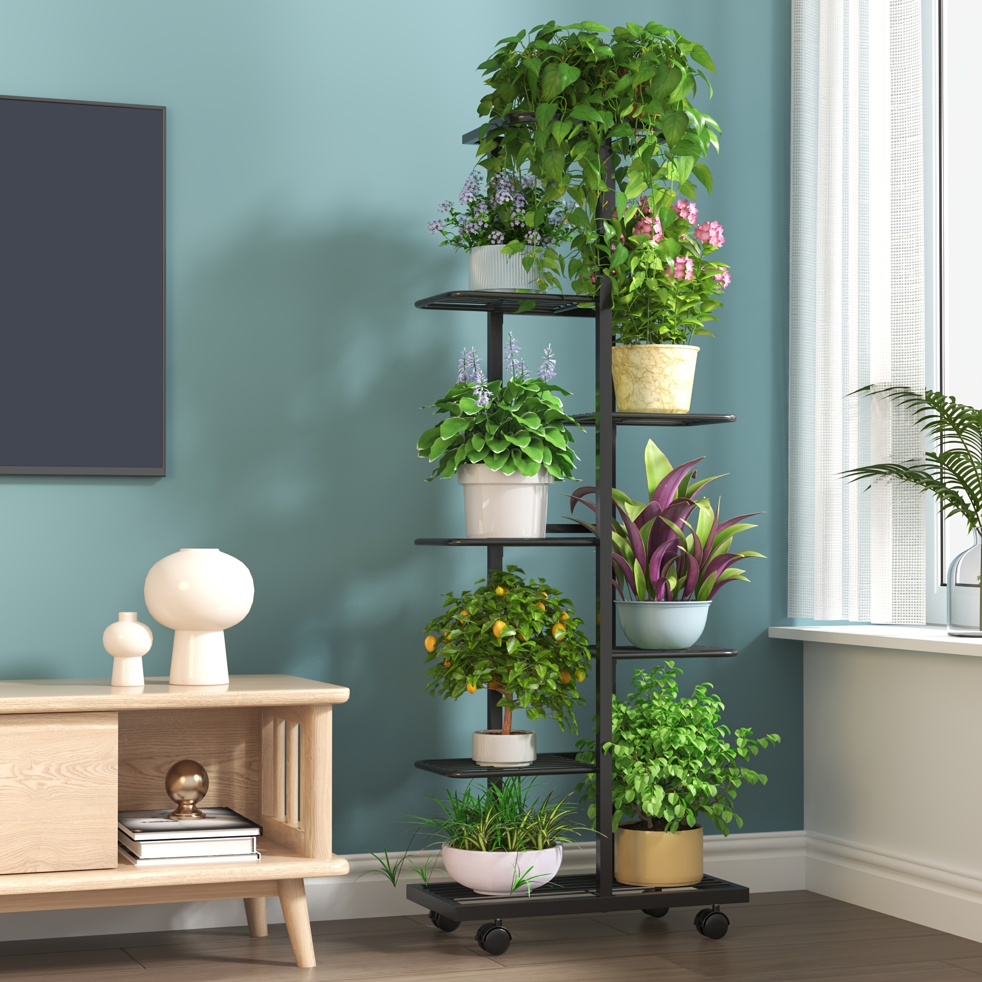 european style multi tier metal plant stand black white iron indoor outdoor decorative shelf for potted plants space saving gift display durable multi purpose storage rack