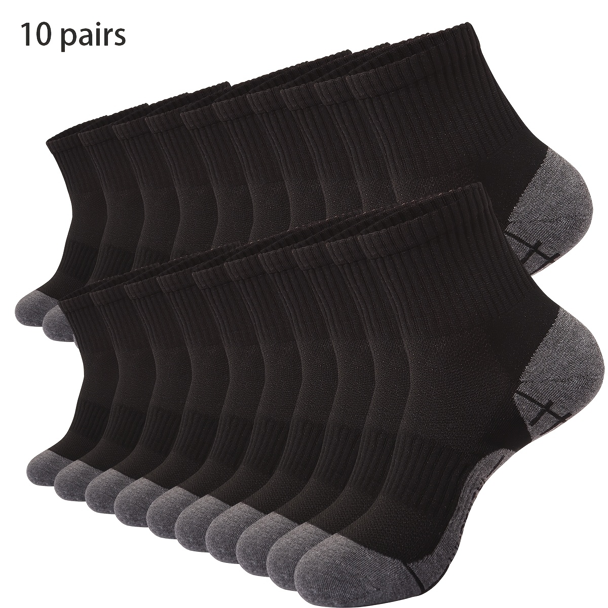 Image of 10 Pairs Of Unisex Casual Sports Socks, Quick-drying And Breathable Running Socks Suitable For Daily Wear, Leisure, Work, Running, Badminton, And Tennis
