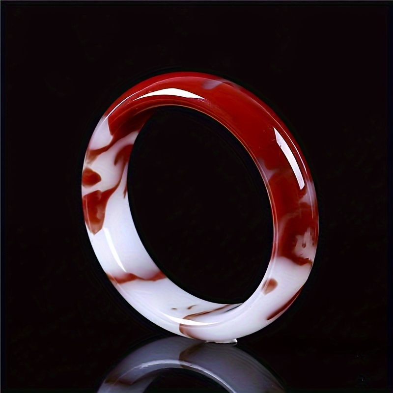 

Ziquexsite Elegant Jade Bracelet - Widened & Thick Design With Chicken Blood Floating Pattern, Ideal Gift For Mom