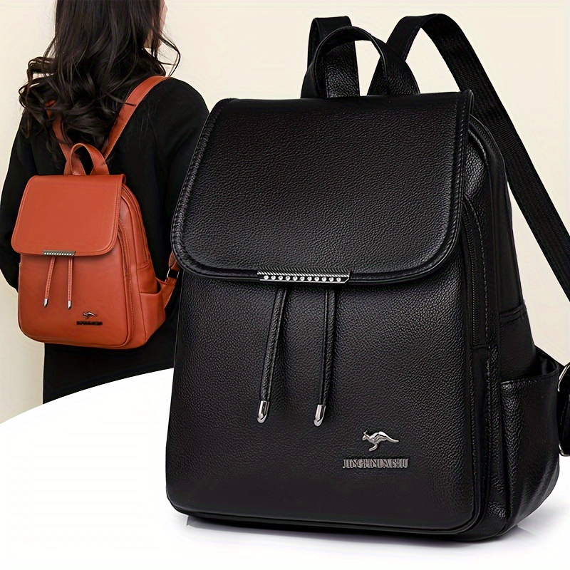 Classic Flap Backpack Fashion Pu Leather Daypack Women's - Temu