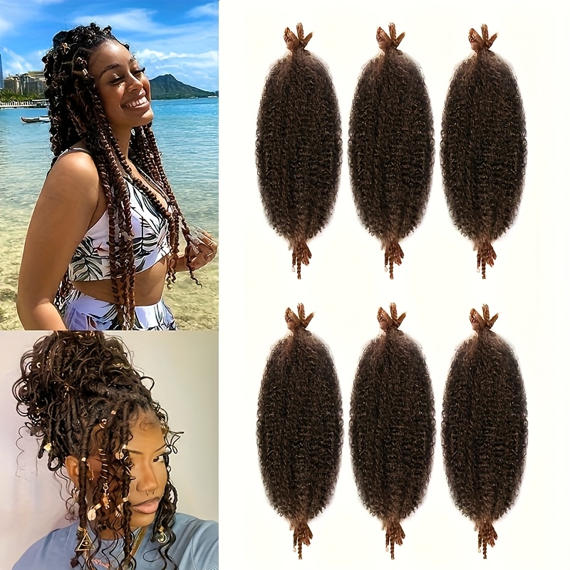 TEMU 6pcs Twist Crochet Hair Soft Afro Twist Hair 6pcs Soft Afro Twist Hair Extensions For Women - Kinky Braiding Hair, 8 Strands Each For Locs &