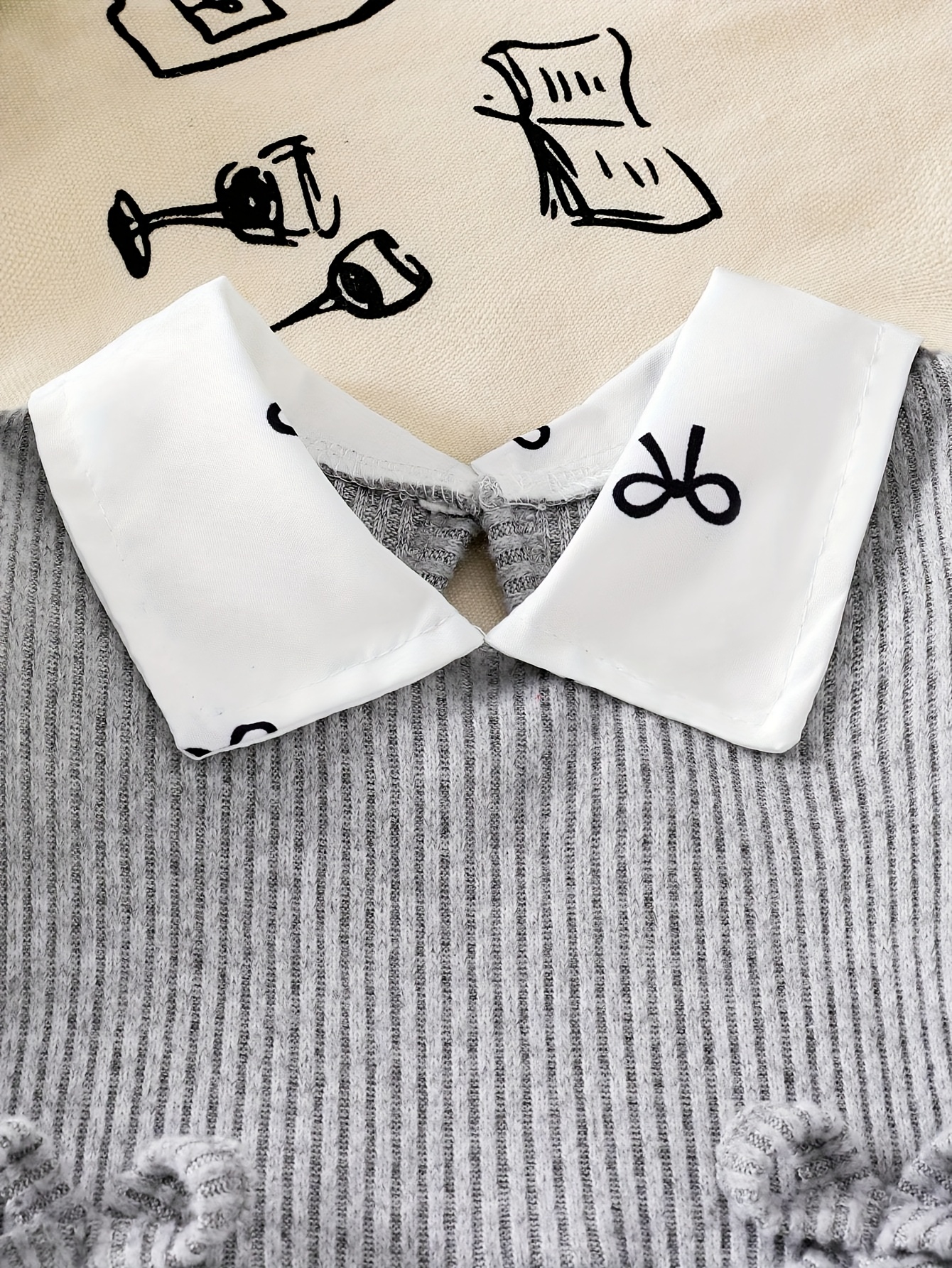 girls spring autumn elegant 2pcs set bow print   color block   two piece long sleeve casual shirt top and   fit flared pants outfit   outdoor Product details 6