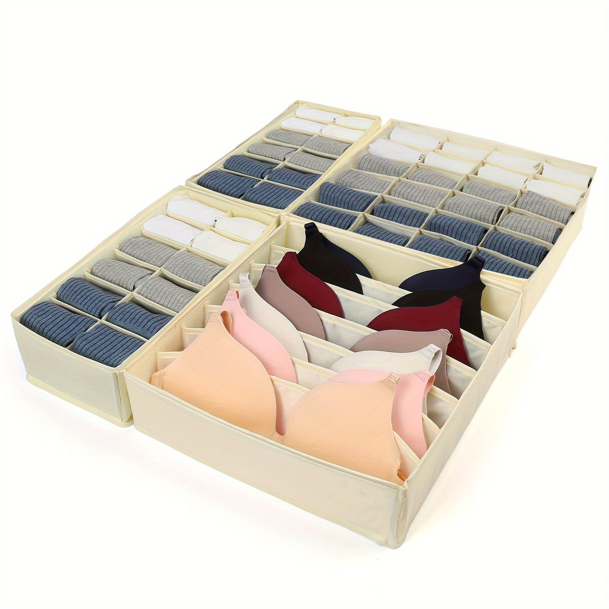 

Lotfancy 4pcs Foldable Drawer Organizers, Closet Sock Bra Underwear Organizer Divider Storage Box