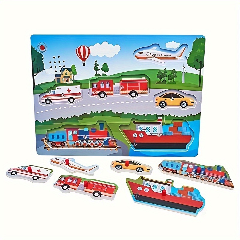 wooden transportation sound peg puzzles ages 2yrs wooden Temu