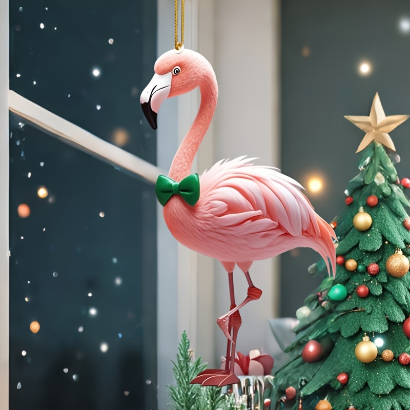 

Flamingo Acrylic Hanging Ornament, 2d Pendant For Car Keys, Bag, Wallet, Christmas Tree Decoration, Animal Charm, No Battery Needed, Hanging Method