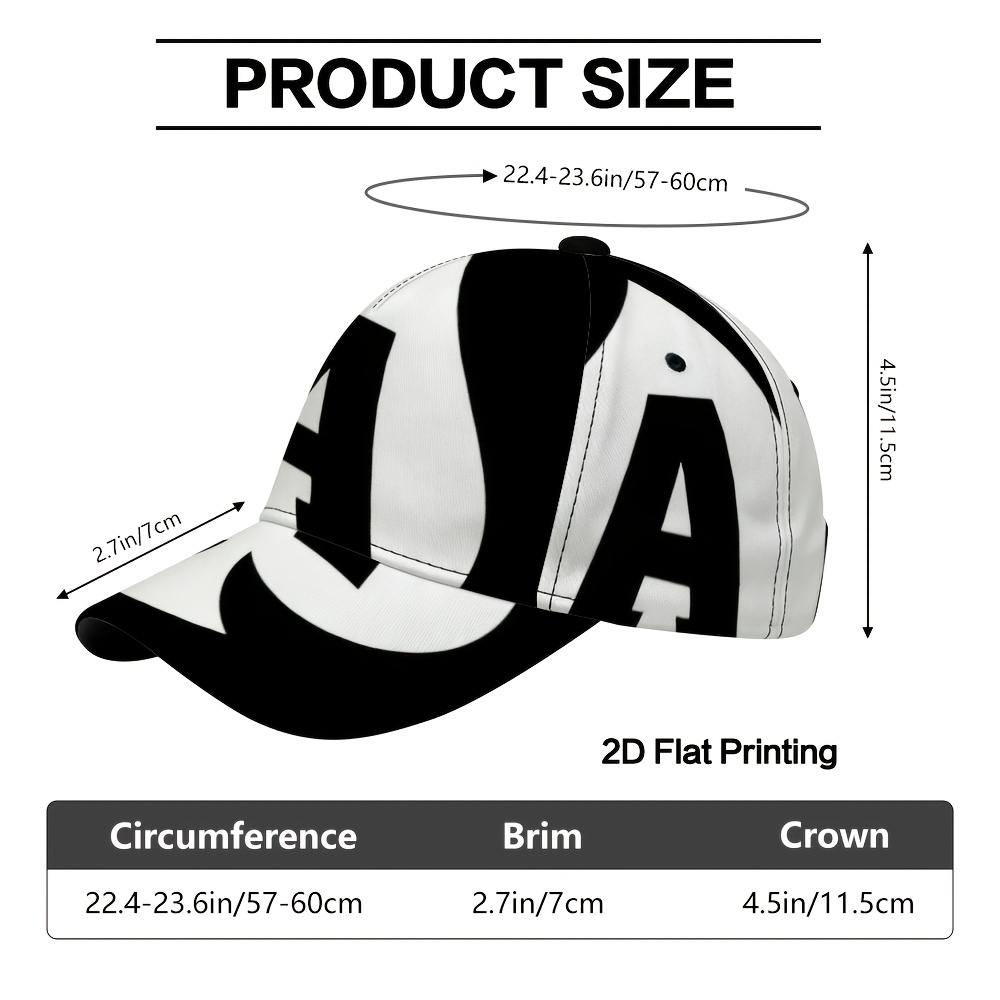 TEMU 1pc 2d Flat Printing A Breathable Unisex Adjustable Baseball Featuring Spade Shape With Letter A Pattern Designs, Outdoor Activities,