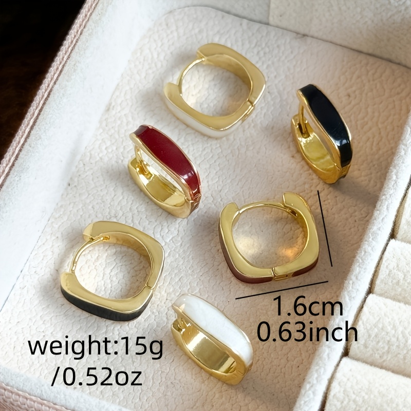 TEMU 6pcs Boucles d'Oreilles Cerclées pour Femmes - Design Géométrique d'Inspiration Vintage, Légères et Durables, Parfaites pour une Tenue