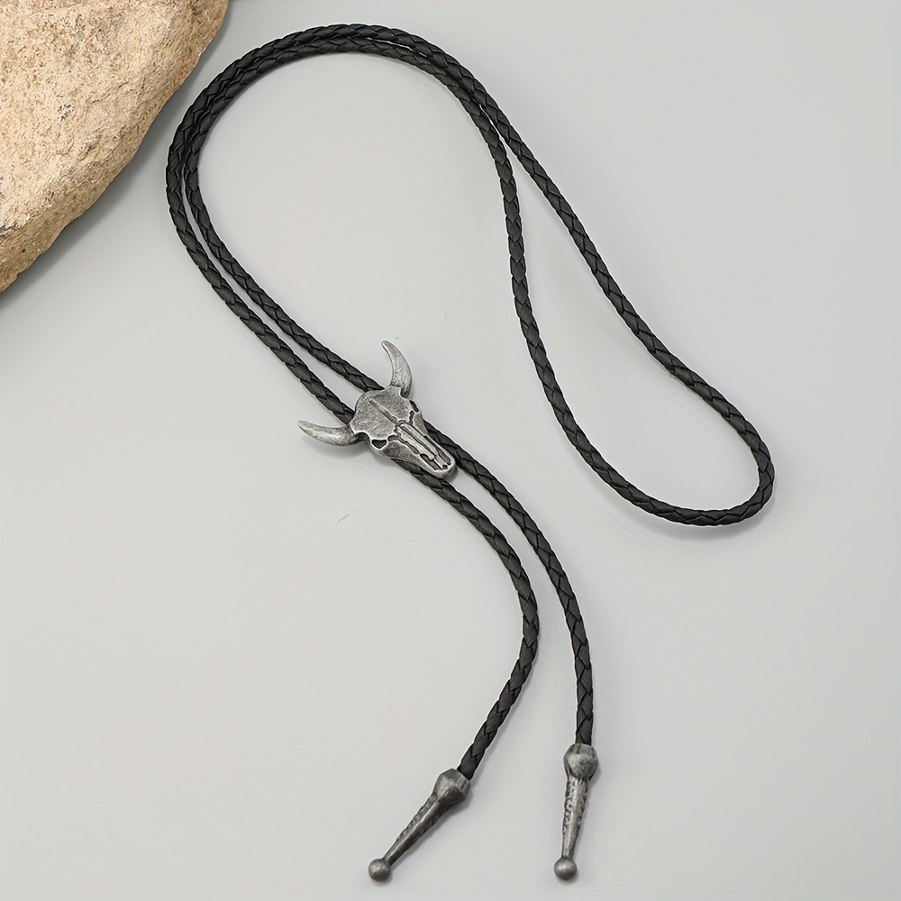 TEMU Adjustable Western Cowboy Bull Pendant Bow Tie Fashion Trendy Casual Streetwear Vintage Necktie