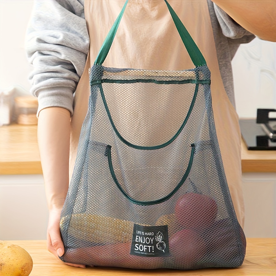 

Multifunctional Mesh Vegetables Fruits Storage Handbag, Lightweight Shopping Grocery Bag, Household Kitchen Use Hanging Bag