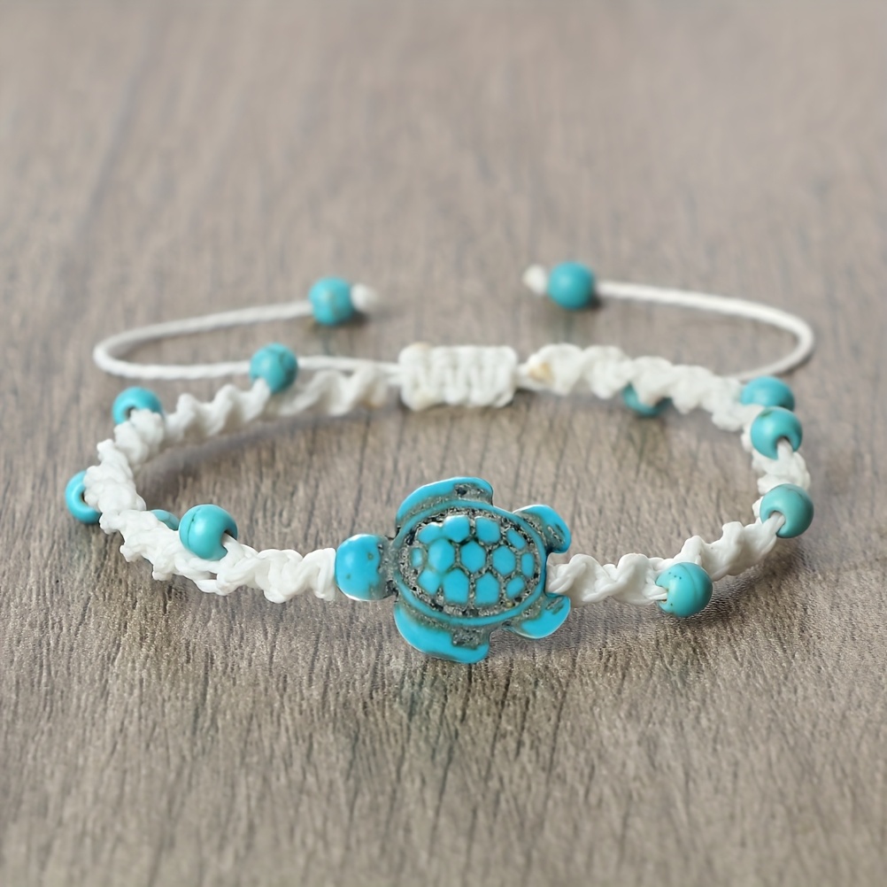 Friendship Sea Turtle Bracelet with Turquoise Beads