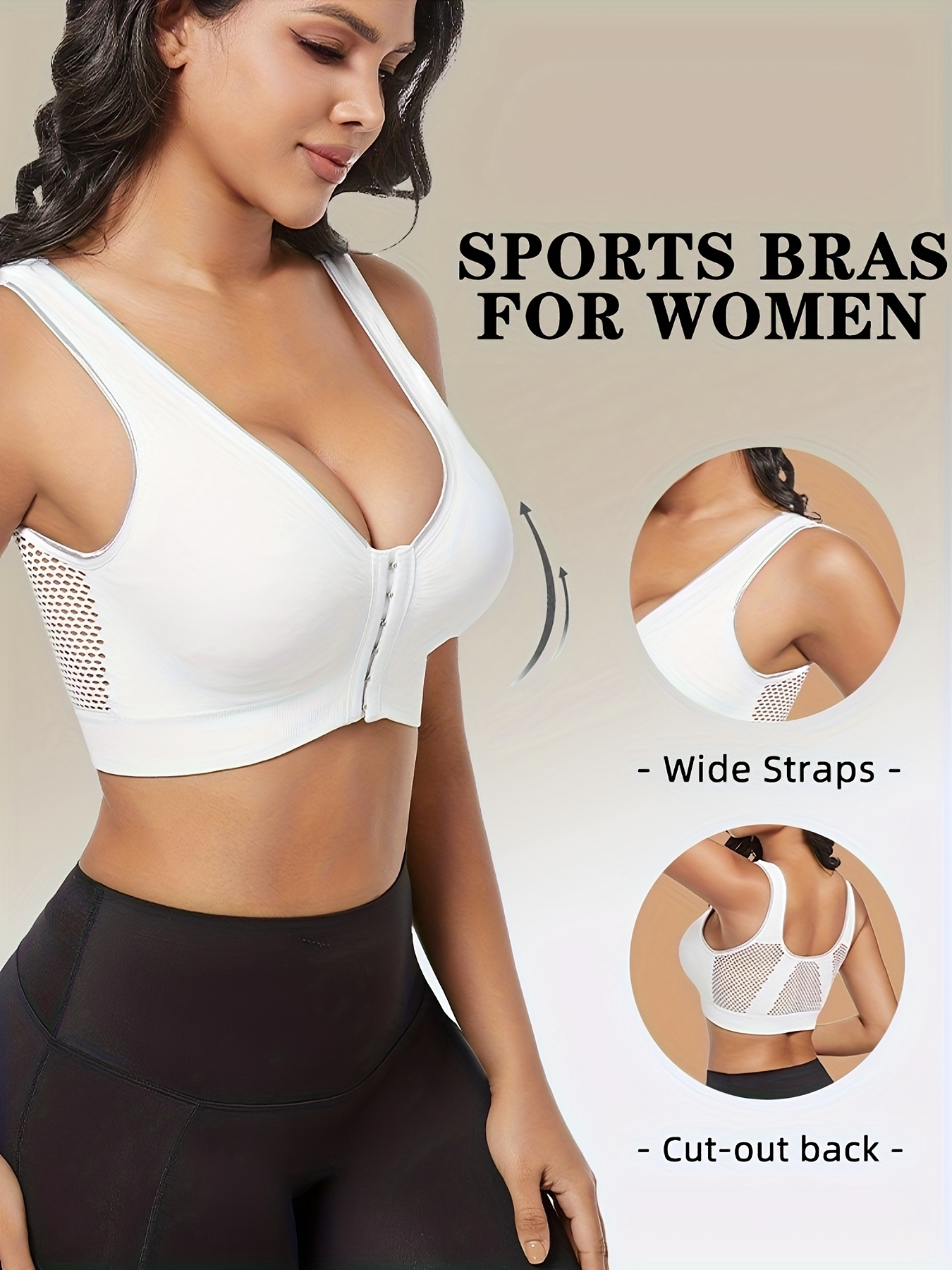 Nahtlose, kabellose BHs in Übergröße, entwickelt für * mit einem dünnen,  einteiligen Design * für Sport und Yoga mit leichter Stützung., image size:800x1067