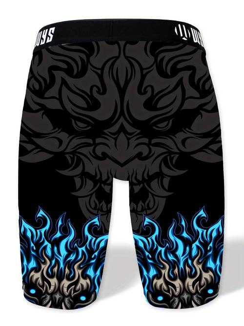 mens novelty flame print boxer briefs moisture wicking quick dry anti chafing sports underwear with doyls waistband design