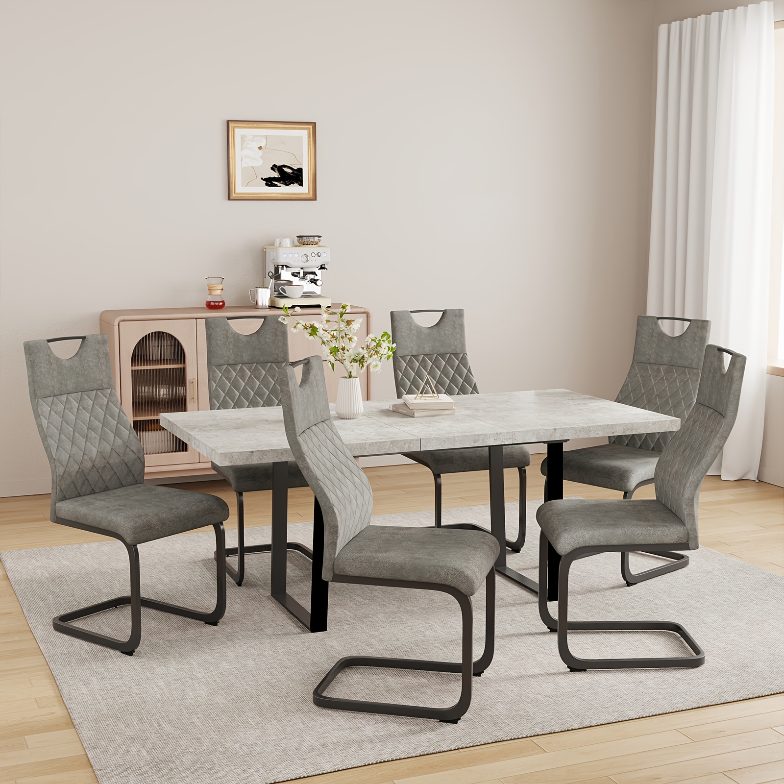 Jiexi Mid-modern Dining Chair, High-density Sponge Upholstery, High-quality Fabric, No Armrests, High Backrest And Sturdy Metal Legs, Suitable For Dining Room, Kitchen, Living Room, Conference Room