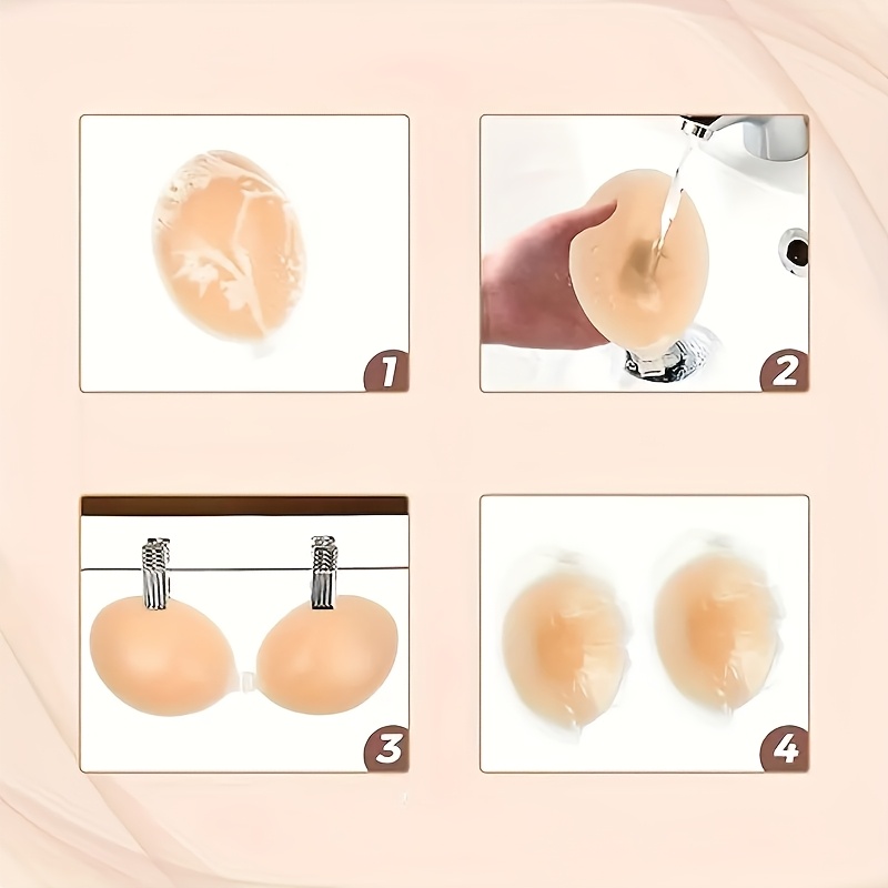 1pc Silicone Push-Up Bra for Women - Seamless Strapless, Self-Adhesive, Opaque, Wireless Support, Hand Washable - Ideal for Backless Outfits