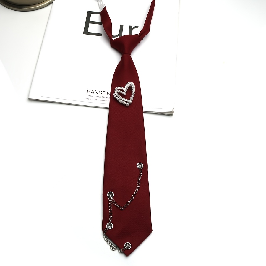 TEMU a Catena con Cuore da Donna, Stile Scolastico JK, Accessorio per Camicia Senza Nodo e Versatile, di Fascia e di Tendenza