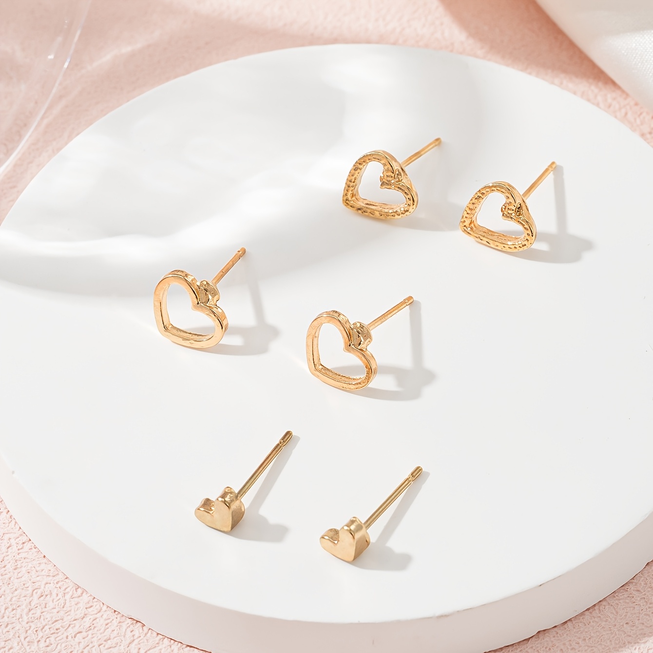 3 Pairs Heart-Shaped Combination Earrings Set