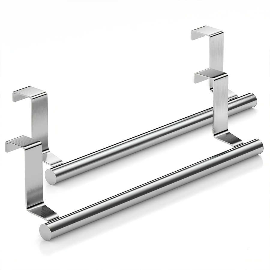 

1pc Jaten Stainless Steel Over The Door Towel Rack, 9in Wall Mount Hand Dish Towel Bar, Contemporary Style For Bathroom Room, No Electricity Needed, Towel Racks