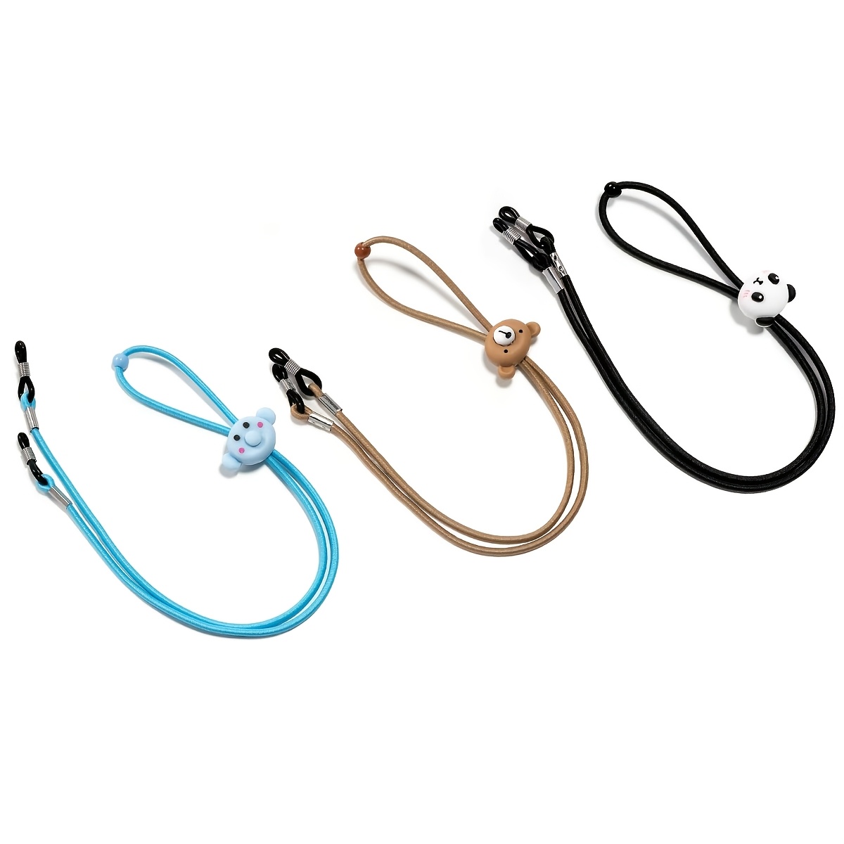 TEMU 3/6pcs Ensemble de Cordon de Serrage Élastique Cartoon, Utilisé pour Suspendre des Lunettes du Cou pour Empêcher le Glissement et Assurer la