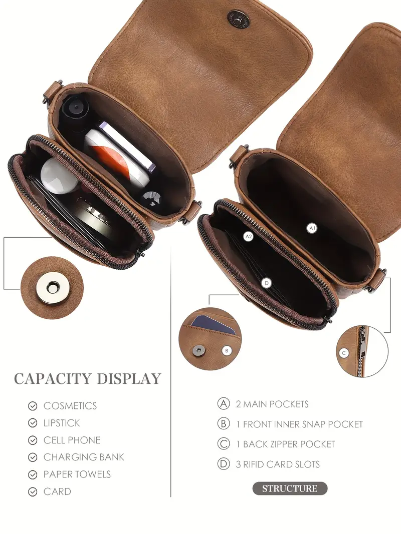 small crossbody bags for women fashion pu double compartment cell phone crossbody wallet purses with card slots details 13